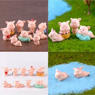 1pc Little Pig Story Micro-paisaje resina artesanía pequeños adornos llavero accesorios muñeca