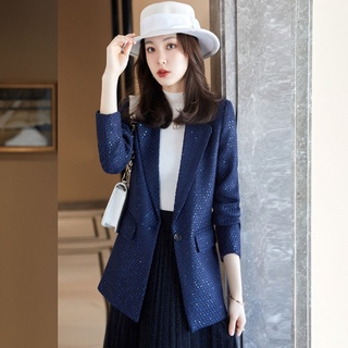 Otoño e invierno lana abrigo de las mujeres 2021 nuevo estilo coreano de moda elegante slim fit adelgazar y traje corto tweed c
