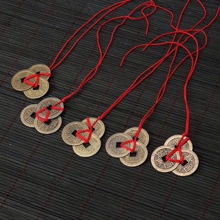 DU 10Pcs Chinese Fortune Coins Feng Shui Coins I-Ching Coins Kit Traditional Coins with Red String for Wealth and Success (6)