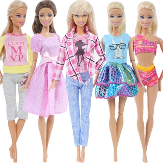 5 conjunto mixto traje de cuadros camisa chaleco pantalones vestido traje de baño ropa deportiva ropa para barbie muñeca