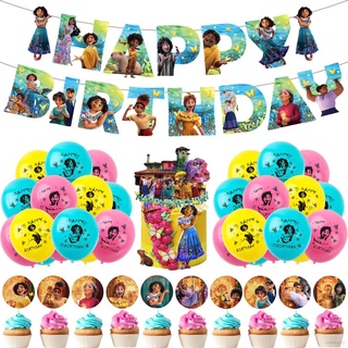 Disney Película De Dibujos Animados Encanto Tema Fiesta De Cumpleaños Decoración Cupcake Topper Globos Bandera Necesidades Escena Layou8