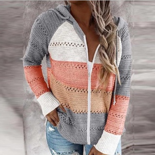 pedido original nuevo otoño e invierno nuevo manga larga cremallera contraste color suéter mujeres