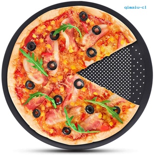 QM- Round Plate Non-stick Pizza Baking Holes Pan Oven Tray Mold Kitchen Dish Tool