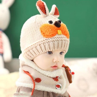 2 unids/set sombrero bufanda bebé invierno gorra conejo punto caliente sombreros para niños