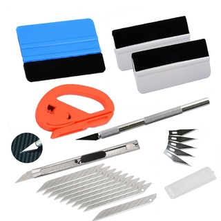 Kit de rascador de tinte de ventana herramientas de envoltura de vinilo cuchillas cortador de fieltro (4)