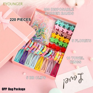 Eyounger 220 pzs/Set con bolsa Bb para niños/color dulce/niñas elásticas/clip para el cabello