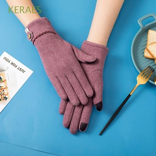 keraes elegantes mujeres drive manopla lindo caliente guantes coreanos dedos completos guantes de invierno pantalla táctil terciopelo caliente gruesa flor suave/multicolor