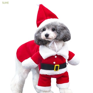 SUHE Invierno Ropa De Navidad Caliente Mascota Gato Abrigo Chaqueta Perro Disfraz Lindo Gatito Trajes Santa Claus Cosplay Traje