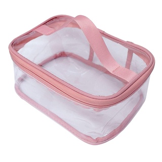 bolsa de tocador de maquillaje cosmético bolsa transparente portátil impermeable viaje grande almacenamiento rosa