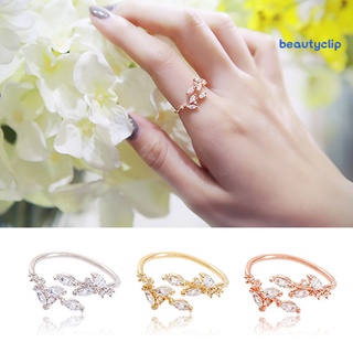 nueva moda anillo abierto diamantes de imitación hojas joyería de fiesta
