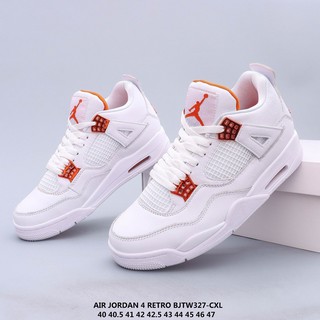 Nike Air Jordan 4 Retro Orange Metallic Mens Casual Sports Shoes Fashion Basketball Shoes