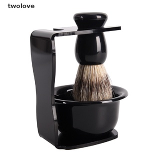 [twolove] 3 en 1 tazón de jabón de afeitar +cepillo de afeitar+soporte de afeitar hombres herramienta de limpieza de barba [twolove] (1)