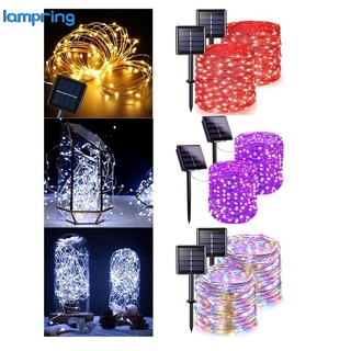 lampring 2 Juegos De 10 Metros 100 Luces Solares LED Alambre De Cobre Cadena De Al Aire Libre Impermeable 8 Modos Decorativo