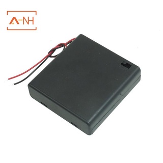 interruptor de encendido/apagado de plástico 4 x 1,5 v aa batería titular con tapa negro (1)