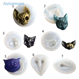 CHARMS autu - molde de silicona para gatos, resina epoxi, diseño de 3 ojos, cuernos de gatito, cabeza de gatito, cuervo, cráneo