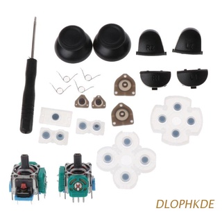 DLOPHKDE L1 R1 L2 R2 Trigger Buttons 3D Analog Joysticks Thumb Sticks Cap Conductive Rubber For PS4 Controller Repair Set