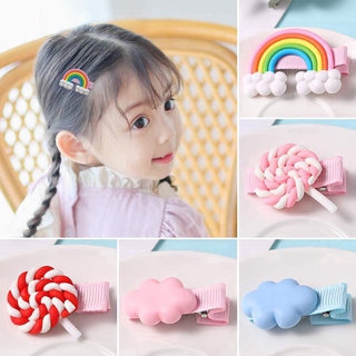 moda lindo color caramelo arco iris clip de pelo niños accesorios regalo (3)