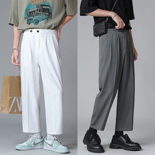 Estilo coreano pantalones de moda de Color sólido traje pantalones Casual nueve puntos pantalones de pierna recta pantalones de los hombres FK-3db00a