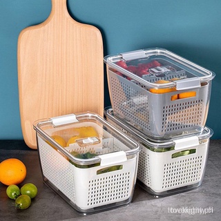 Nevera Caja De Almacenamiento Refrigerador Fresco Vegetales Frutas Cajas Cesta De Drenaje Contenedores Con Tapa Herramientas De Cocina Organizador