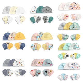 Haha 1 juego de guantes Unisex para bebé/niñas/gorra de algodón suave antiarañazos/accesorios para fotos recién nacidos