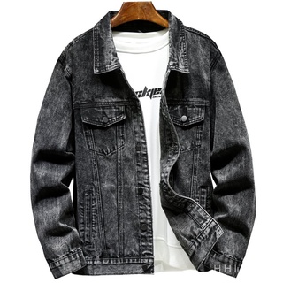 Nueva Streetwear hombres Vintage Casual suelto jeans chaqueta masculina Retro sólido algodón hip hop denim chaqueta abrigo