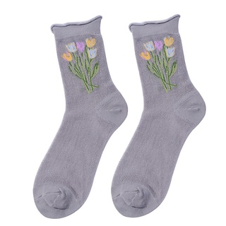 Calcetines cortos cómodos cómodos transpirables de verano Ultrafinos transparentes para absorber el sudor dulce color Floral para mujer (2)