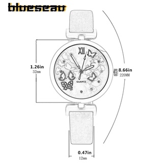 [blueseau] reloj de pulsera sc026 con diseño de mariposa con esfera redonda de cuero pu para mujer (3)