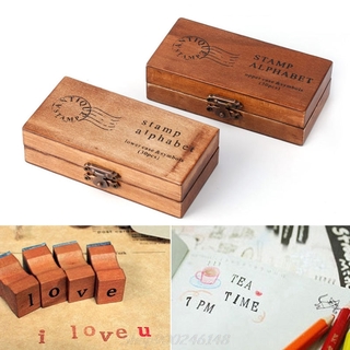30 unids/set retro alfabeto letra mayúsculas minúsculas de madera de goma juego de sellos de artesanía