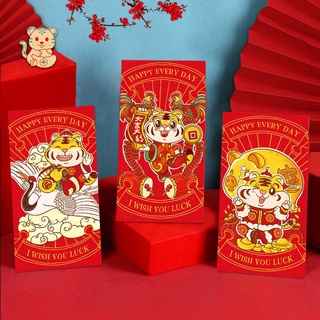 6pcs año nuevo sobre rojo lindo tigre año nuevo Angpao boda rojo paquete Ang Pow