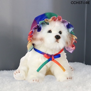 cchstore sombrero de cachorro con volantes dobladillo de tela decorativa para mascotas