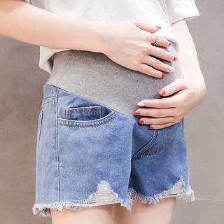 {Fa} maternidad Denim pantalones vaqueros cortos moda cintura alta mujeres embarazadas pantalones (2)