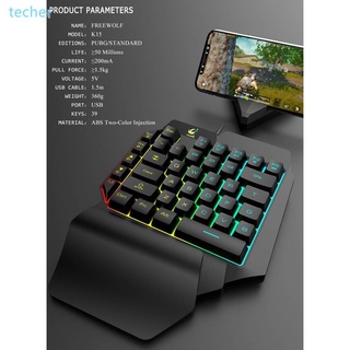 ** Mini teclado de una mano para juegos RGB LED retroiluminado USB con cable de 39 teclas accesorio **
