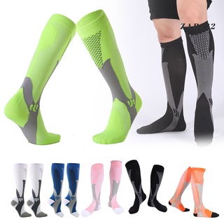 [ZAR] Men Color Block Breathable Compression Socks Stockings for Sport Running Cycling
