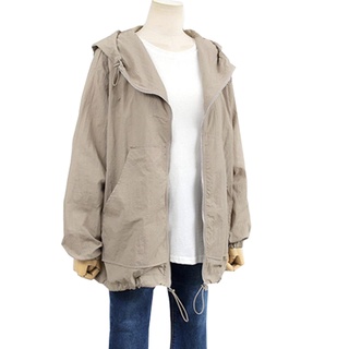 Women Long Sleeves Hooded Coat Drawstring Closure Overcoat Casual Zipper Jacket (10)