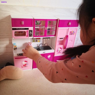 Hello Kitty Juego De Cocina De Juguete De Los Niños De Simulación De La Casa De Bebé Mini Refrigerador Microondas Utensilios Femenino (8)