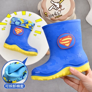 Zapatos de lluvia para niños de 3-13 años, zapatos de agua para niños y niñas, de felpa cálida impermeable de algodón sho3-13 [dgsjljx.my9.25]