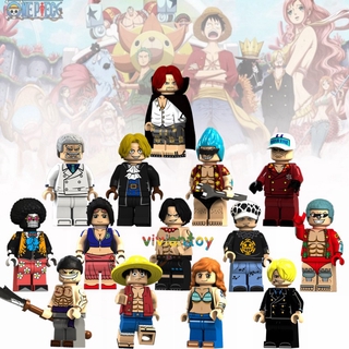 One Piece Minifigure Luffy Ace Shanks Franky Sabo Nami Brook Lego Anime bloques de construcción juguetes para niños regalos KT1013