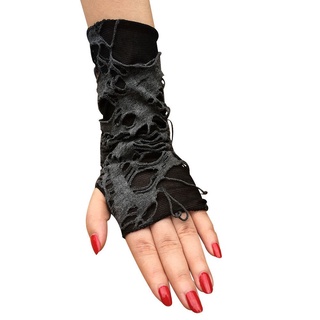 barling nueva moda punk manoplas cosplay fiesta mendigo estilo halloween guantes mujeres mascarada negro gótico brazo caliente agujero sin dedos (3)