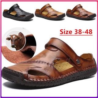 [venta Caliente]38-48 sandalias de verano para hombre al aire libre Genunie cuero sandalias de moda Casual sandalia de conducción