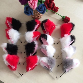 San* adorable diadema de piel de zorro sintético con orejas de gato Cosplay fiesta de lujo para niñas