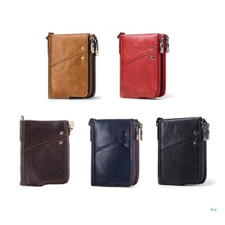 Brie Men Double Zipper Vertical Wallet RFID Card Holder Checkbook Organizer Coin Purse Fashion Carrier Holster Carrying Case