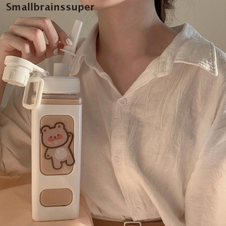 Smallbrainssuper Water Bottle With Straw Sport Plastic Portable Square Drinking Tea Water Cups SBS