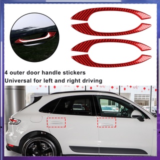 pu - 4 piezas de manija de puerta impermeable antiarañazos fibra de carbono rojo exterior manija de puerta cubierta para porsche macan 2014-2021