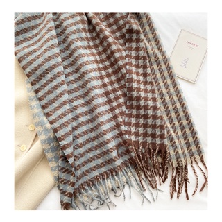Bufanda de invierno moda suave cachemira bufandas a cuadros mujeres chal señora envolturas diseñador triángulo caliente bufanda de punto (6)