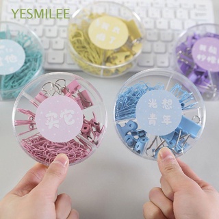YESMILEE 1 box Clip Dispenser Metal Paper Clip Organizer Candy Color Binder Clips Kawaii Clips Office School Stationery Decorative Clip Set Clip Holder Desk Accessories For Book/Multicolor