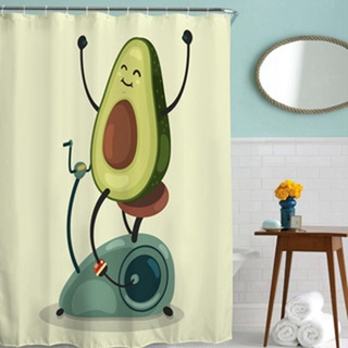 Lindo de dibujos animados aguacate cortina de ducha de baño conjunto de cortina y aguacate interesante decoración del hogar (4)