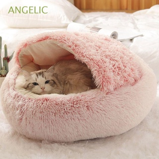 angelic 2 en 1 cama de gato redonda para mascotas, gato, cesta de cojín pequeña, mediana, interior, cálida, suave, cama de perro (1)