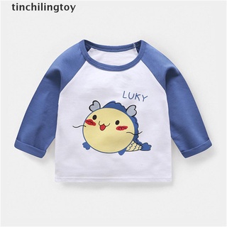 [tinchilingtoy] Baby girl boy long sleeve cartoon printed T-shirt children's cotton top [HOT]