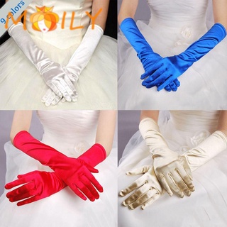 moily guantes largos de dedo para mujer/guantes largos de boda/guantes de muñeca tramo de satén nupcial/codo de ópera/fiesta de noche/disfraz multicolor