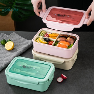 moshyai Plastic Lunch Box 3 Compartments Sealed Fruit Container Smooth Surface for Home